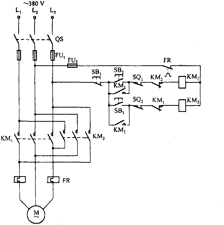 8.4 限位控制电动机电路(图8-4)